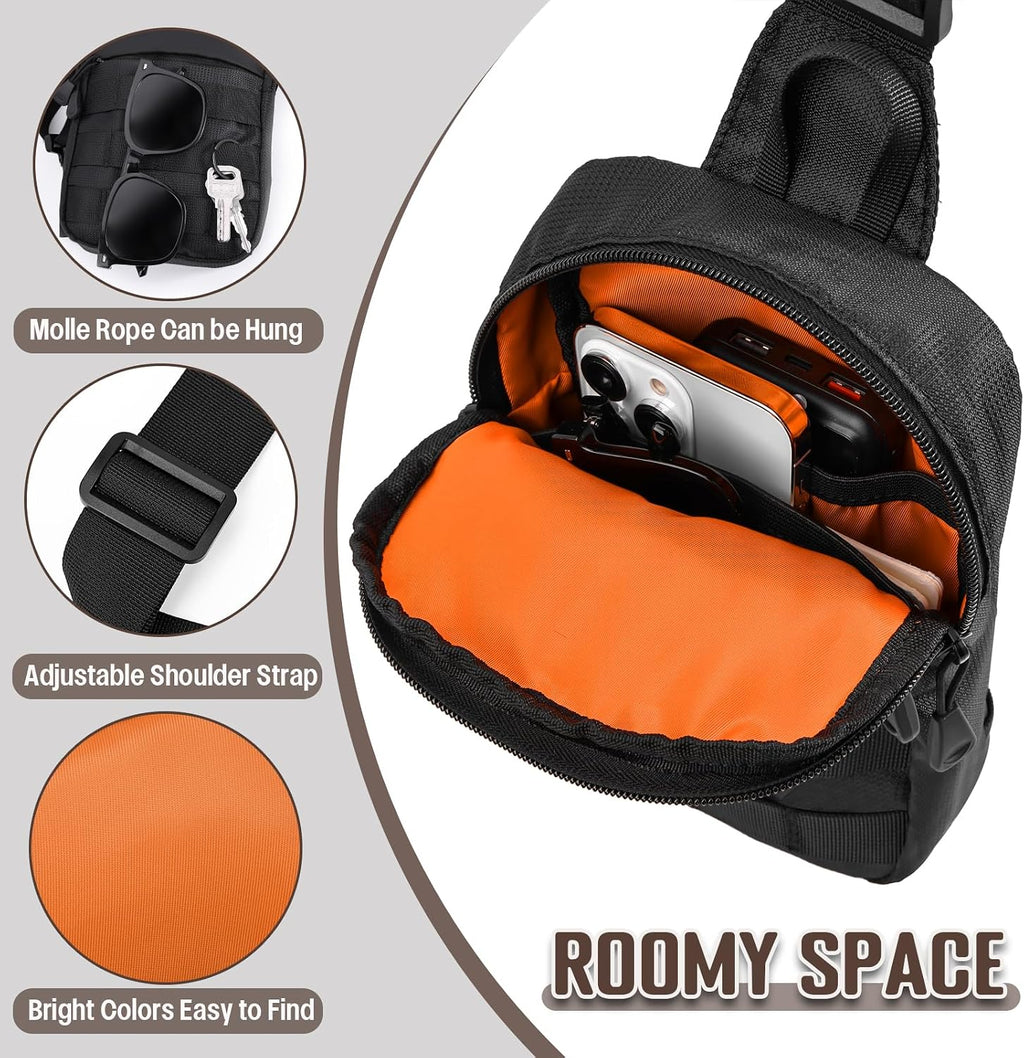 DEYACE Small Sling Bag for Men, Tactical Inspired Waterproof Utility EDC Mini Crossbody Chest Bag for Travel Work Sport