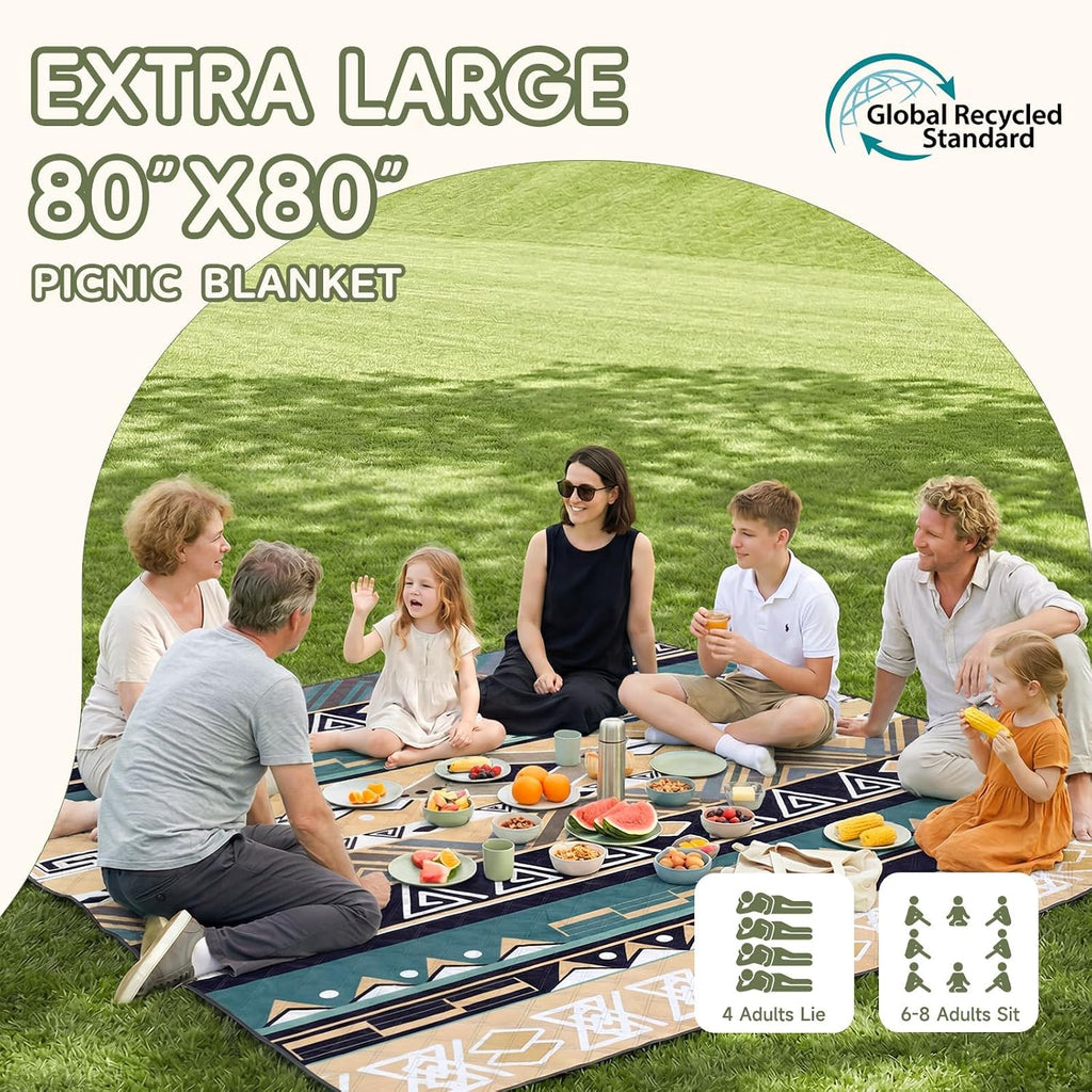 Genovega Waterproof Picnic Blanket Outdoor Camping Beach Mat Rug Extra Large Foldable Car Essential Roadtrip Gadget Accessories Glamping Tent Gear Must Haves Hiking Stuff Backpacking Necessities Gift
