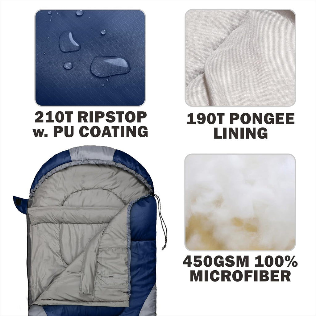 0 Degree Winter Sleeping Bags for Adults, Cold Weather Camping