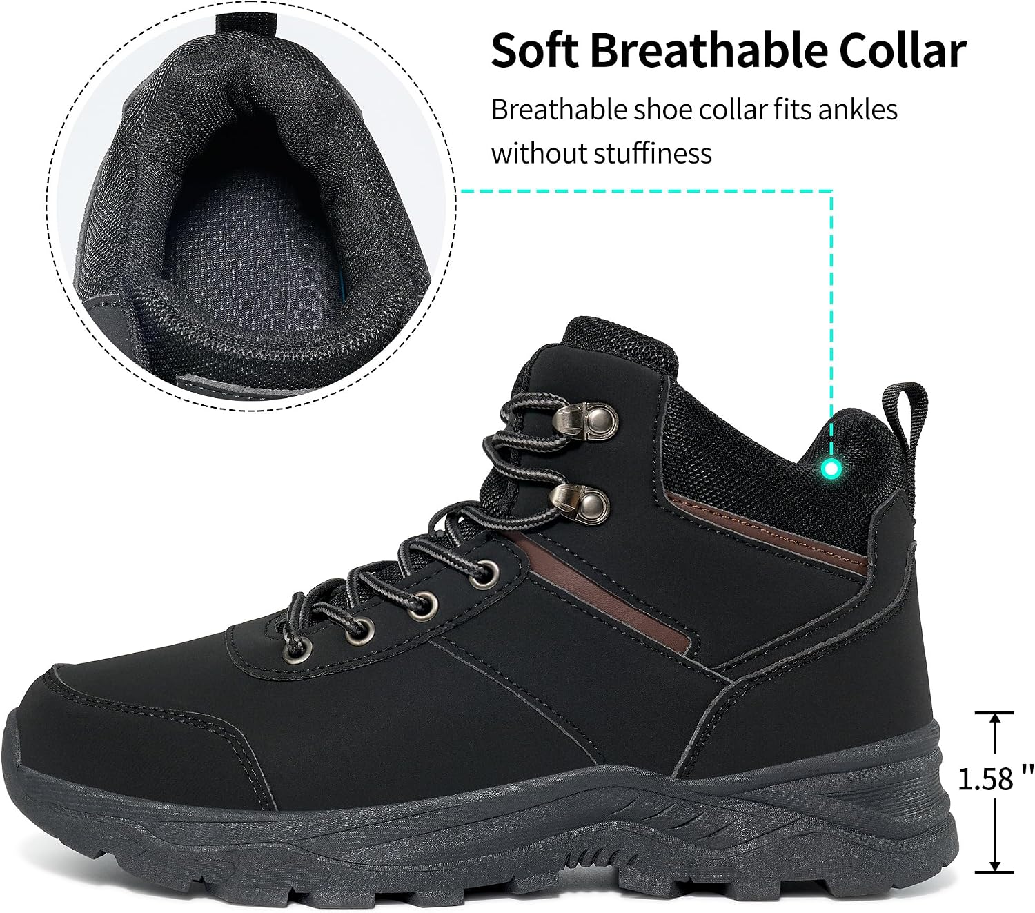 HARENCE Men's Waterproof Hiking Boots Lightweight Slip-Resistant Ankle Support for Trekking Walking