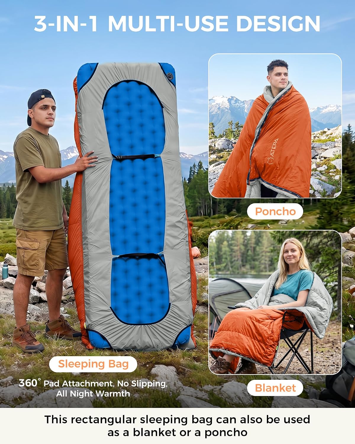 ATEPA Down Sleeping Bag, 650FP / 700FP Recycled, 3-Season