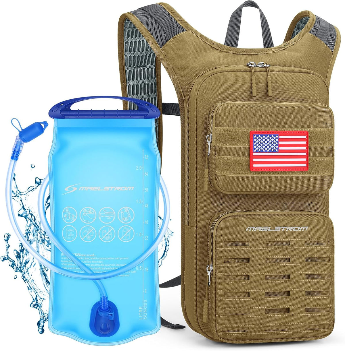 Maelstrom Tactical Hydration Backpack,Water Pack with 2L Water Bladder
