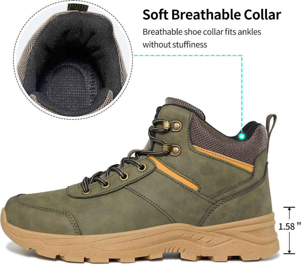 HARENCE Men's Waterproof Hiking Boots Lightweight Slip-Resistant Ankle Support for Trekking Walking
