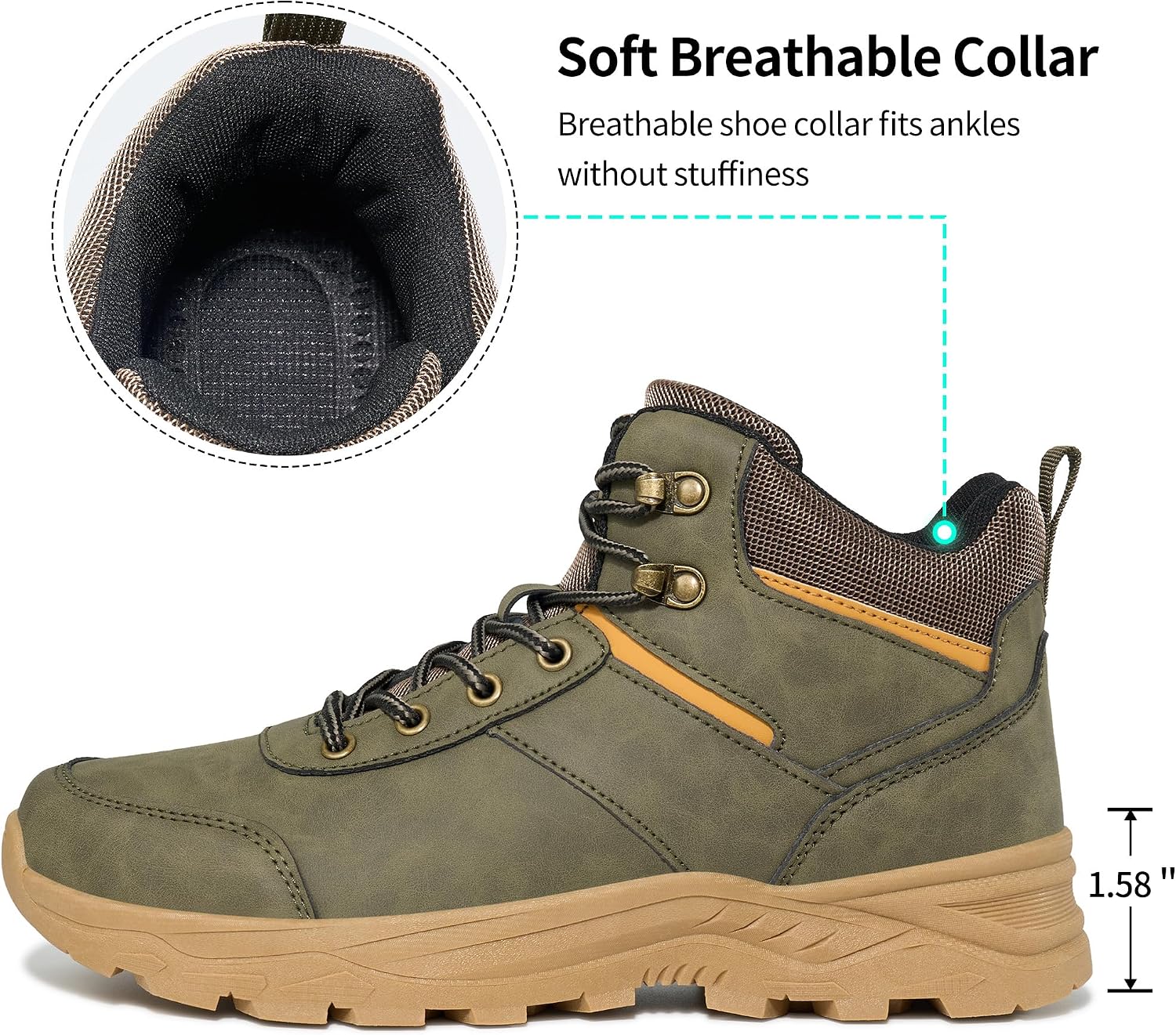 HARENCE Men's Waterproof Hiking Boots Lightweight Slip-Resistant Ankle Support for Trekking Walking