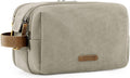 BAGSMART Toiletry Bag for Men, Canvas Travel Toiletry Organizer Dopp Kit Water-resistant Shaving Bag for Toiletries Accessories,Beige-Medium