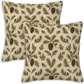 Pine Cone Throw Pillow Covers 18x18 Set of 2 | Rustic Cabin Decorative Cushion Covers | Woodland Lodge Pillow Cases for Couch Sofa Bed Living Room | Evergreen Branch Home Decor Outdoor Patio