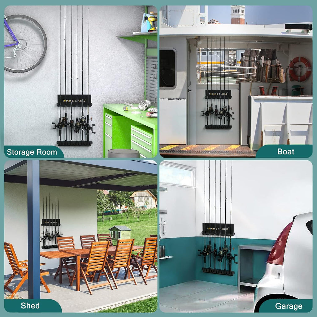 2 Pack Vertical Fishing Rod Holders Up to 12 Rods for Garage
