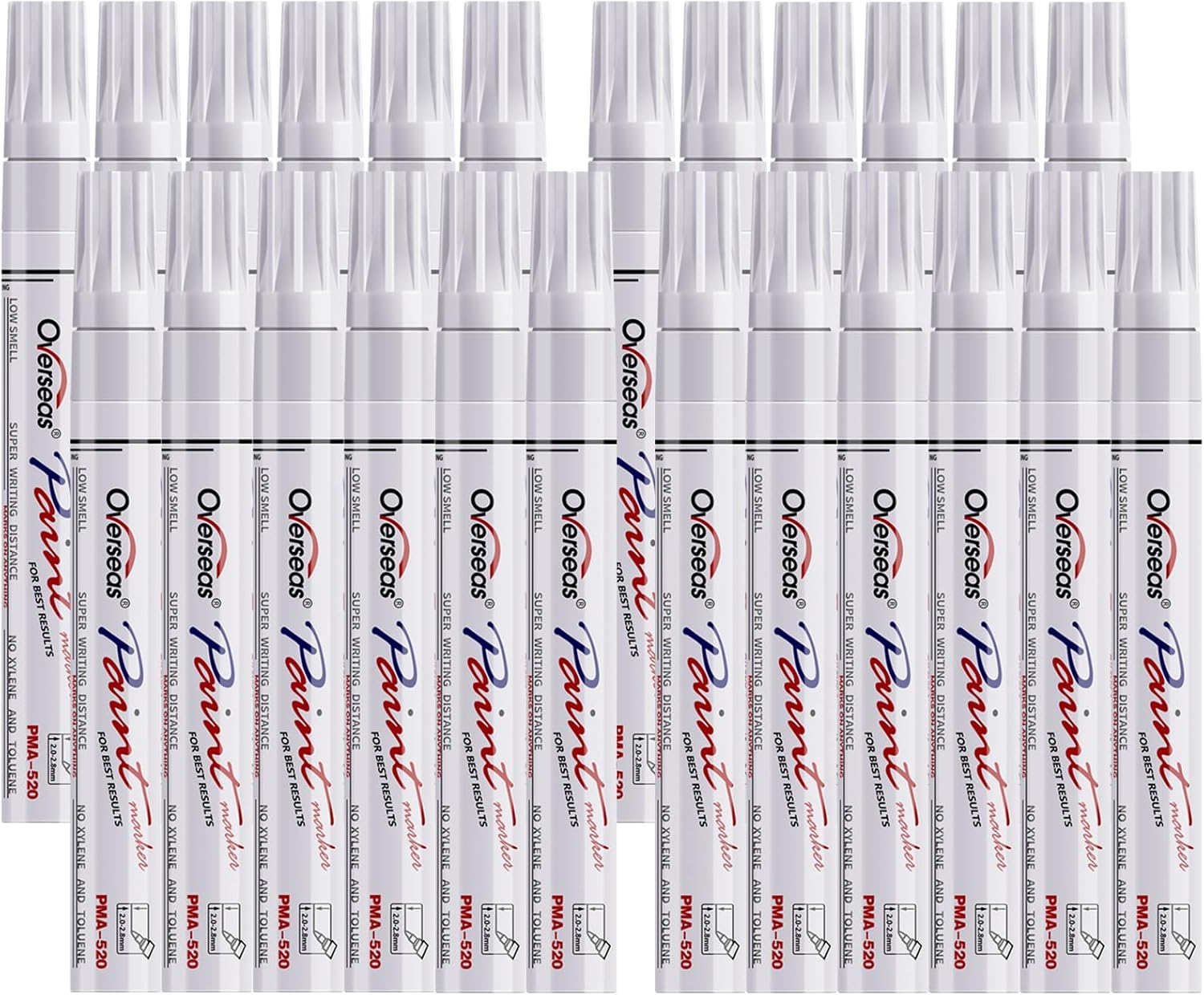 Overseas 24 White Paint Pens Permanent Markers, Oil Based Paint Markers
