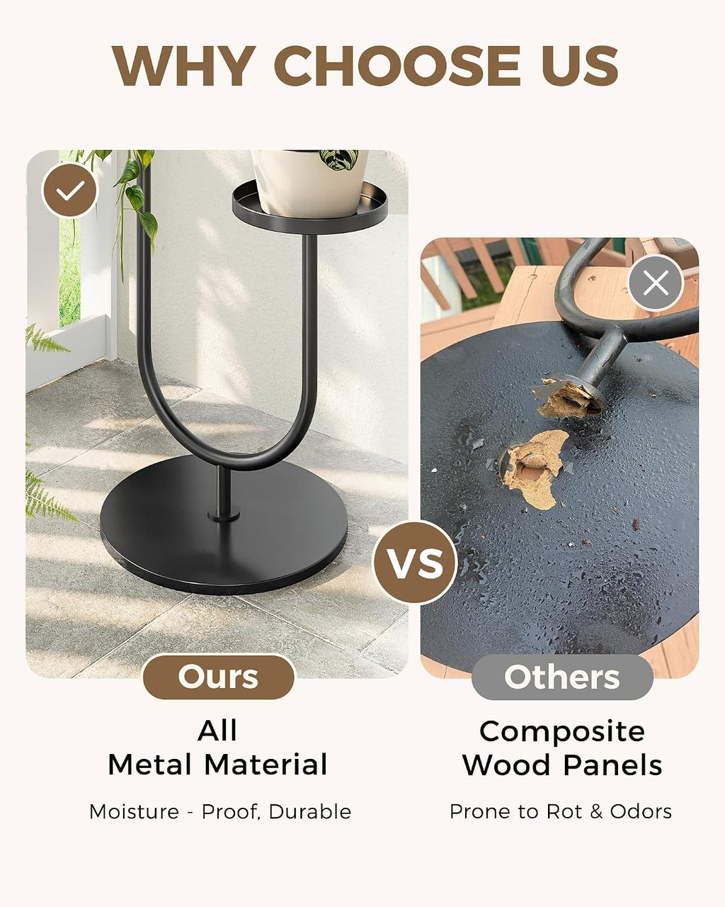 Bamworld Outdoor Plant Stand Metal Plant Stand Indoor Corner Plant Stands 2 Tier Plant Shelf for Tall Plant Holder Black Plant Shelves for Living Room Bedroom Midcentury Modern Home Decor