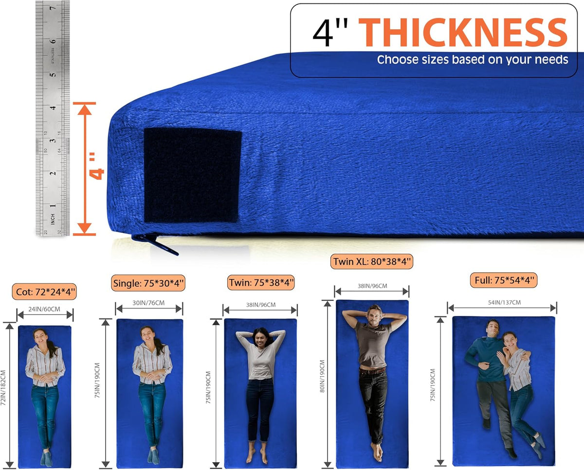 Memory Foam Camping Mattress, Extra Thick 4 Inch Dual Layer Sleeping Pad