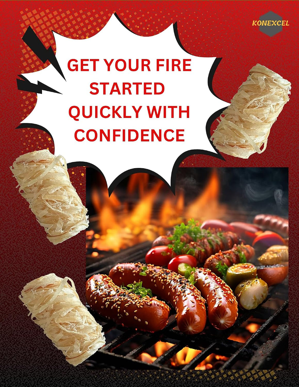 130 pcs Large Fire Starters, Natural Fire Starter for Campfires, Firestarters for Grill & Chimney Charcoal Starter. Firestarter Fireplace, Grilling, BBQ, Pellet Stove, Wood, Fire Pit, Smoker
