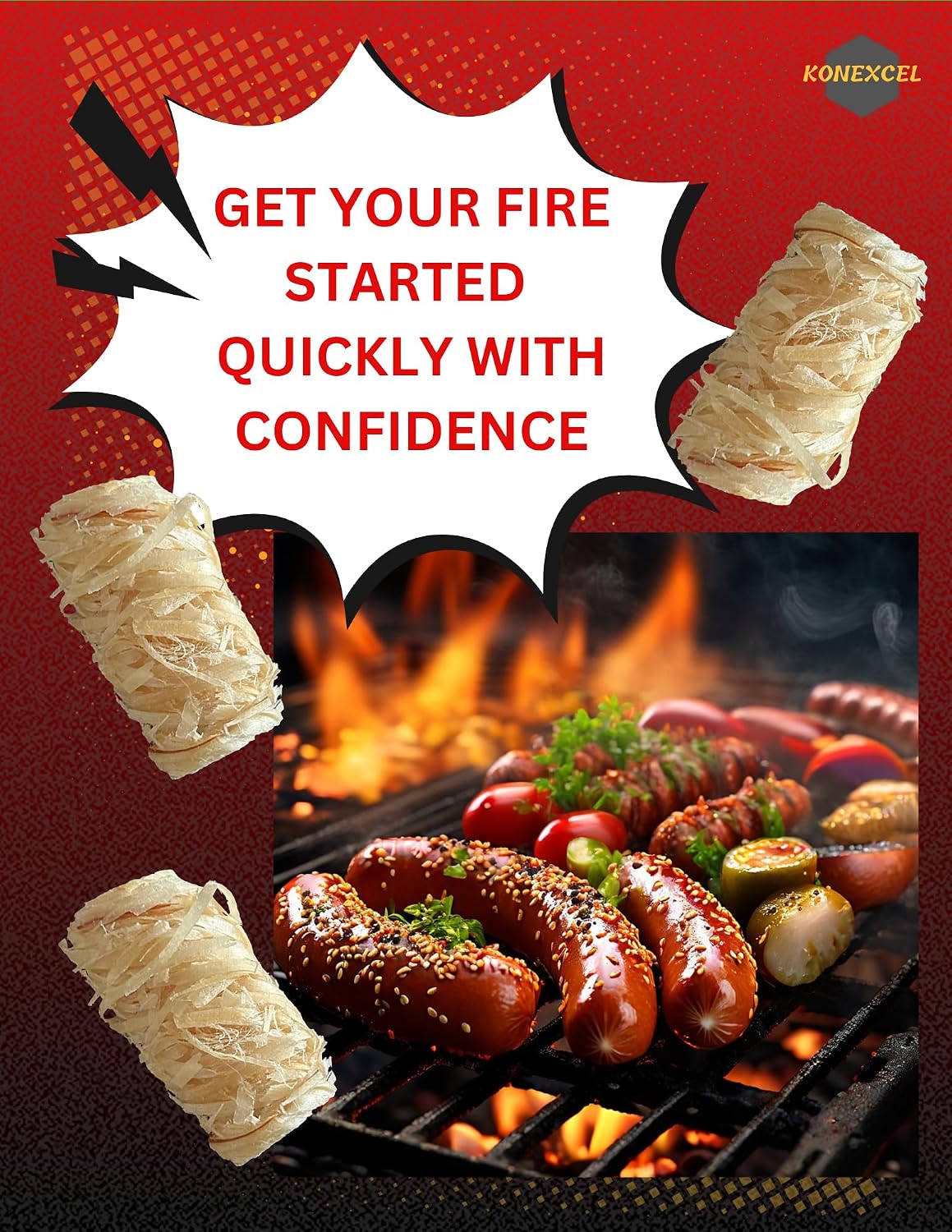 130 pcs Large Fire Starters, Natural Fire Starter for Campfires, Firestarters for Grill & Chimney Charcoal Starter. Firestarter Fireplace, Grilling, BBQ, Pellet Stove, Wood, Fire Pit, Smoker