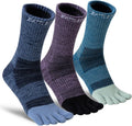 Merino Wool Toe Socks,Hiking Running Crew Socks for Women Men