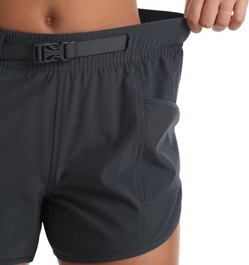 Women's Athletic Hiking Shorts with Liner Quick-Dry Workout Running Shorts