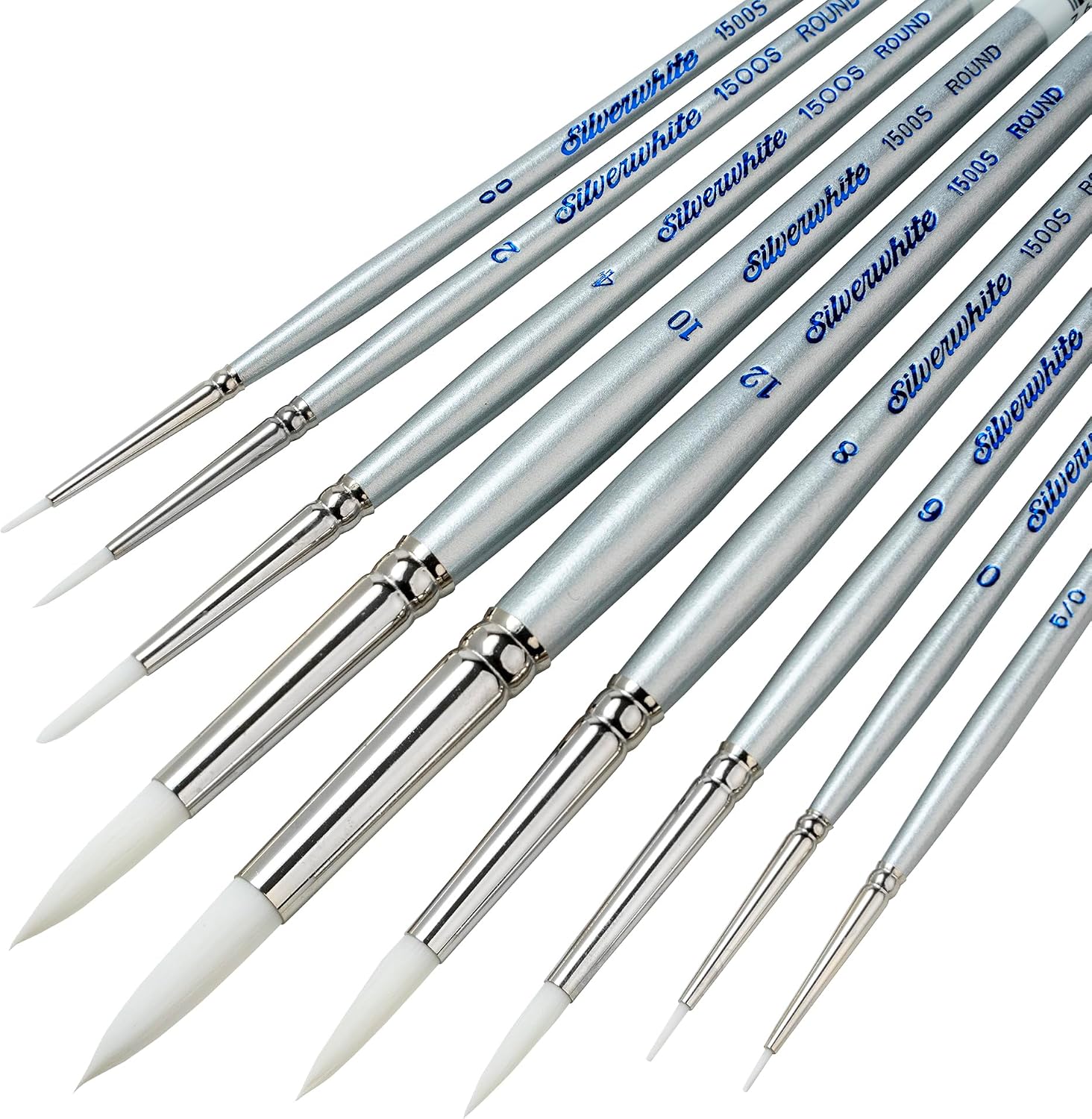 Silver Brush Limited Silverwhite Rounds Watercolor Paintbrush Set, 9pc