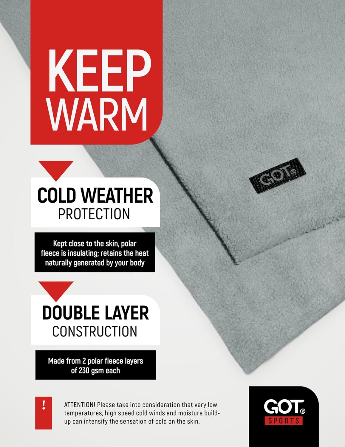 Polar Fleece Neck Warmer - Ski Mask Winter Neck Gaiter Scarf Men Women