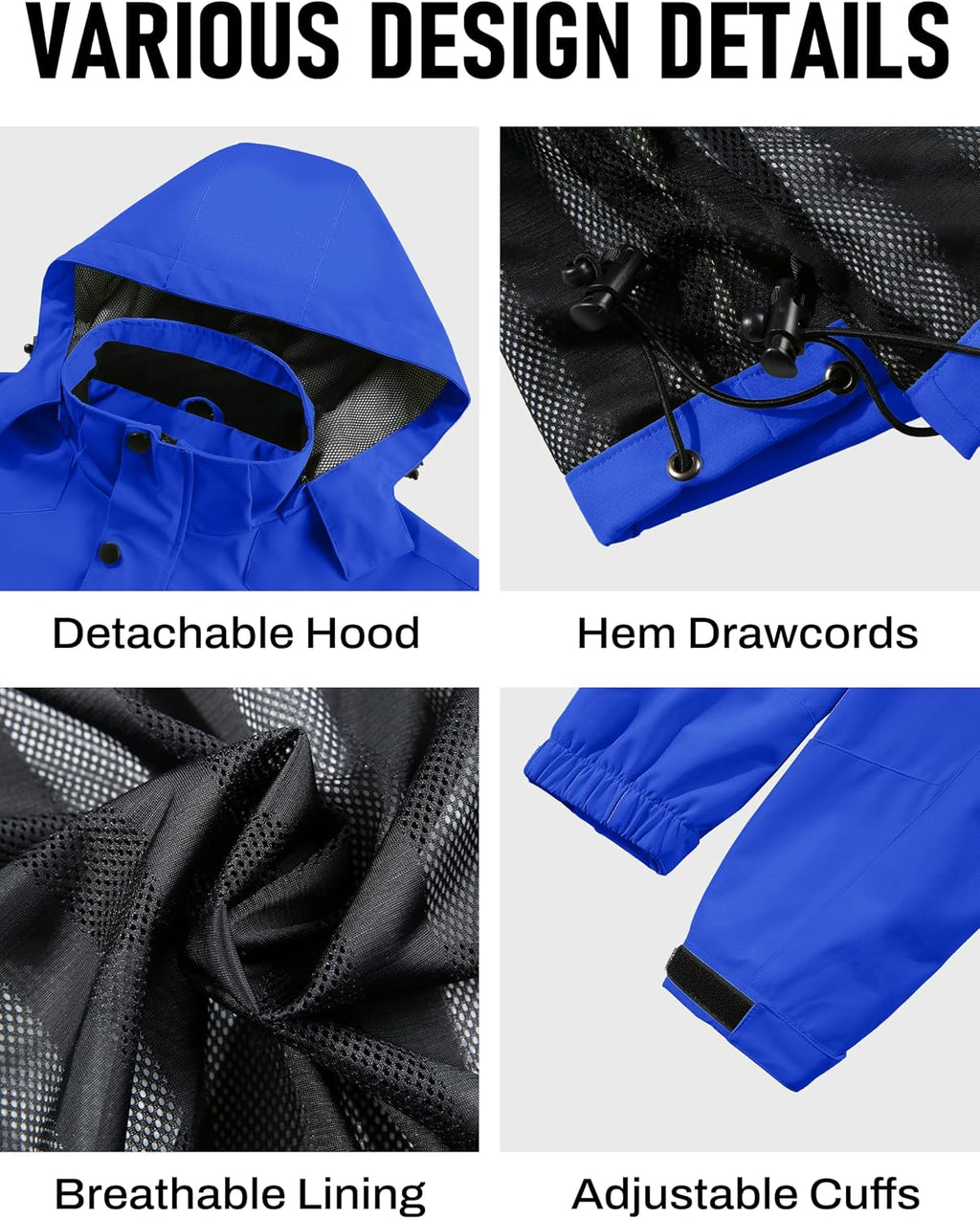 MAGCOMSEN Men's Lightweight Windbreaker Rain Jacket Raincoat with Detachable Hood for Hiking Fishing Activewear