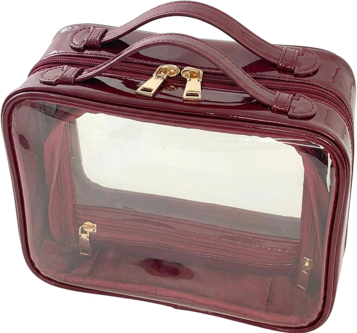 JAZD Clear Makeup Bag Toiletry Bag for Women Cosmetic Case Large Capacity Travel Make Up Bag Organizer Transparent Storage Compartment TSA Approved
