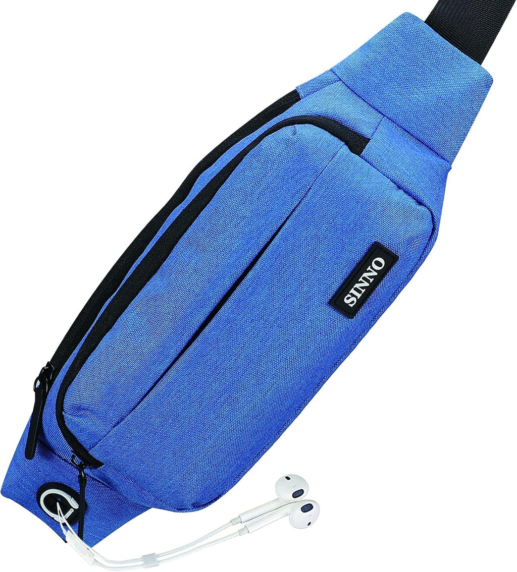 SINNO Large Crossbody Fanny Pack for Women Men Belt Bag With 4-Zipper Pockets for Travel Running Hiking Workout Dog Walking Outdoors Sport Fishing Waist Pack Bag Carrying All Phones