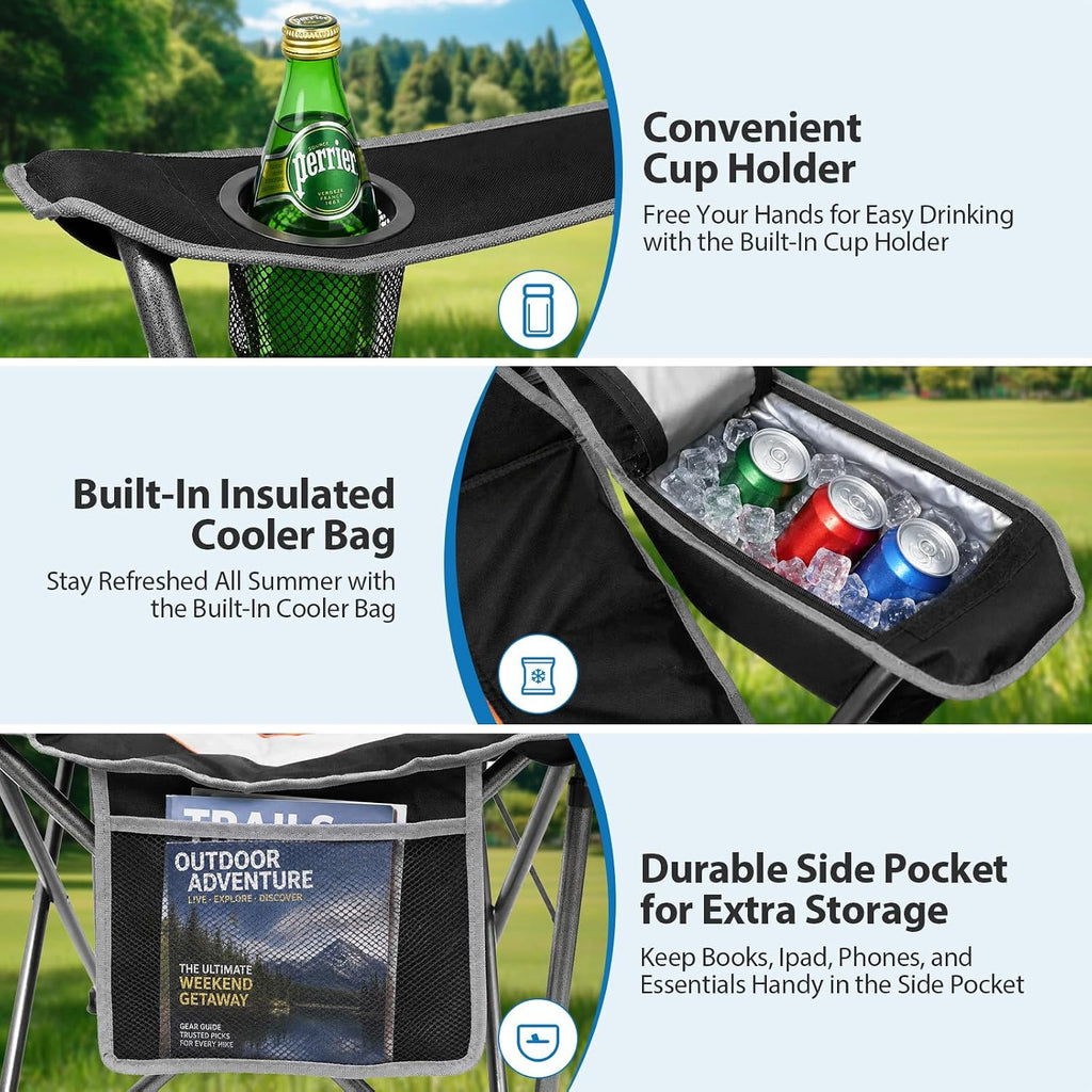 ZENPETIO Camping Chair Portable 500LBS Oversized Folding Chairs for Outside