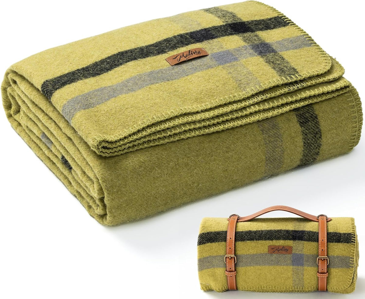 Molithe 100% Wool Blanket, 62" x 48", Warm, Thick, Military, Camping Gear