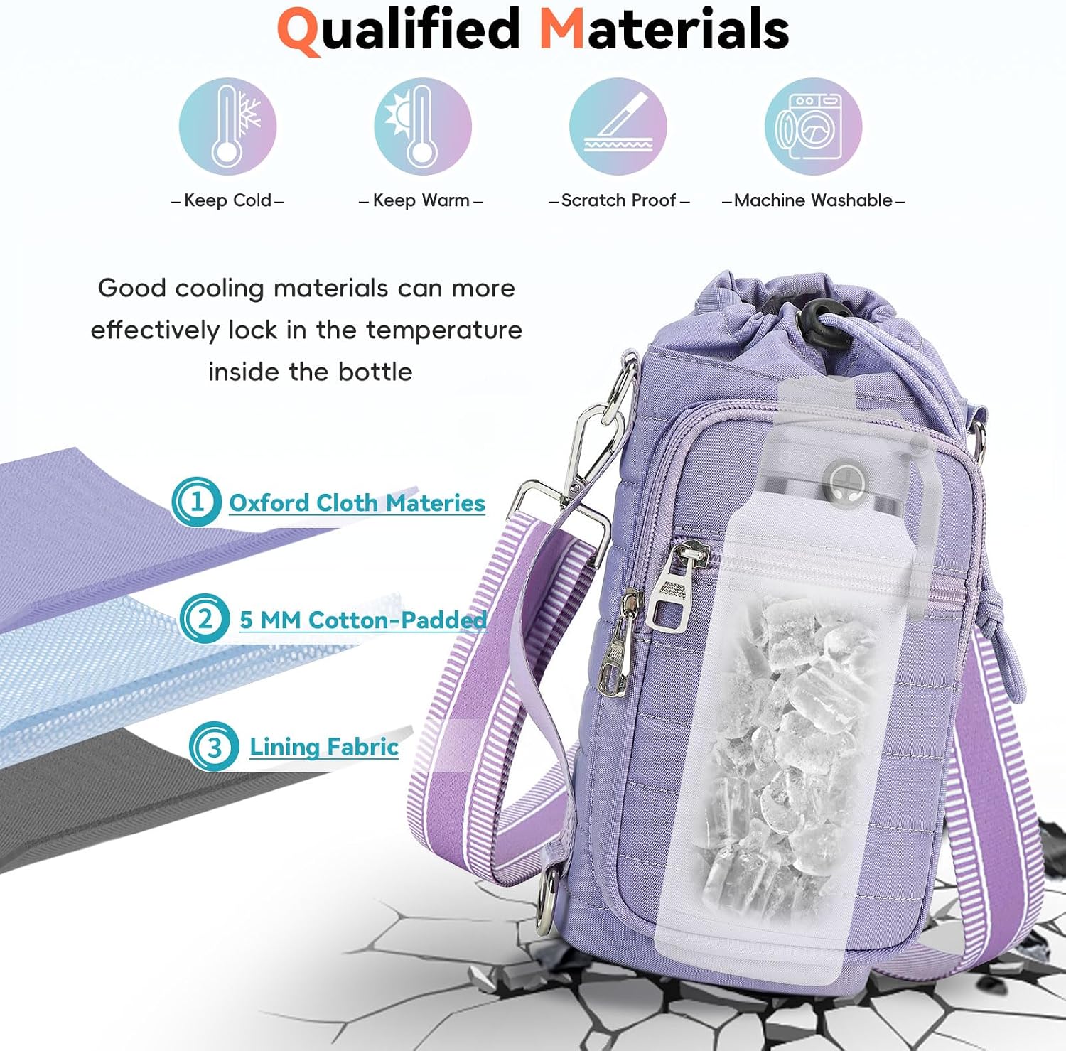 Water Bottle Carrier Bag with Strap Phone Pocket for Walking, Hiking, Cycling