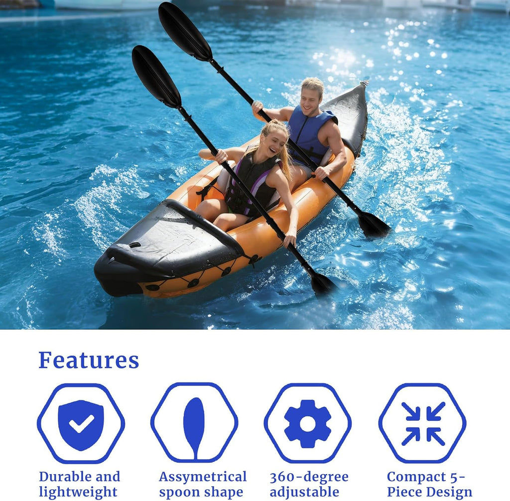 Kayak Oar for Boating,Adjustable Kayak Paddle Alloy Shaft Kayaking Boating Canoeing Oar with Paddle Leash for Adults Men Women Outdoor Fishing Lake River Travel