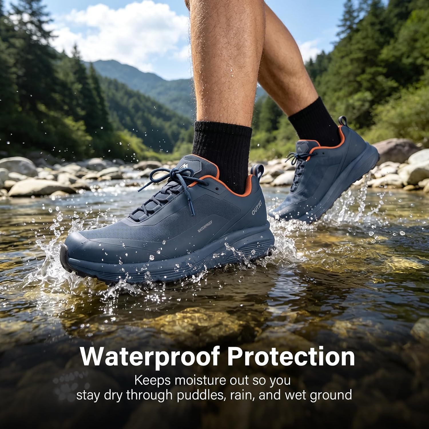 Men's Waterproof Hiking Shoes Lightweight Breathable Anti Slip Outdoor Shoes