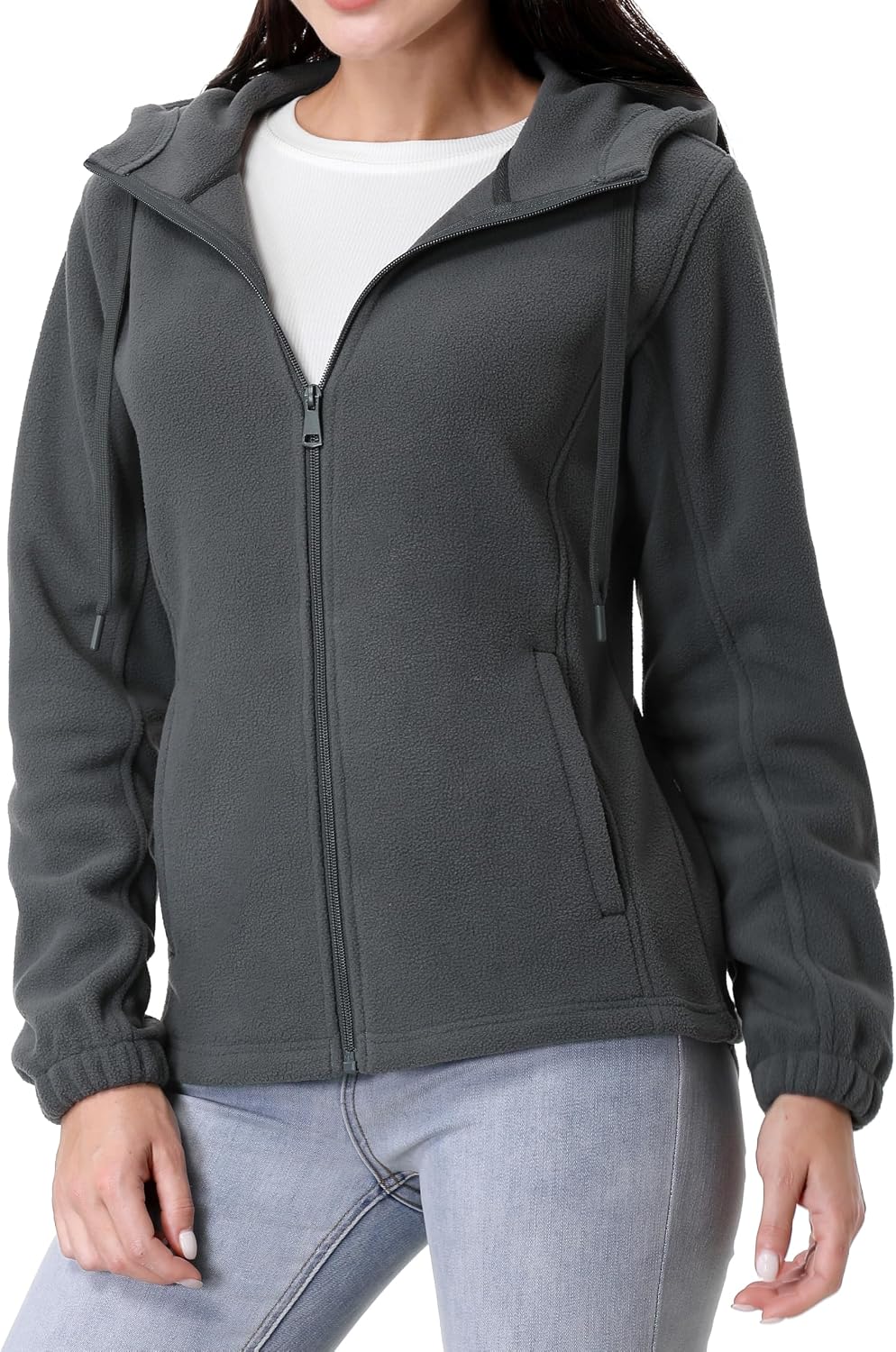 GIMECEN Women's Soft Polar Fleece Jacket Full Zip Hooded Sweatshirts