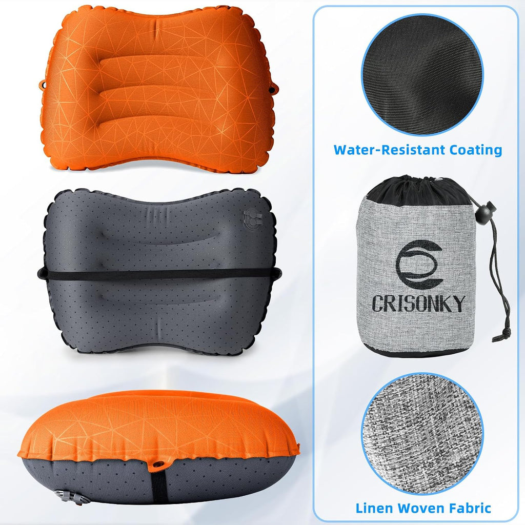 Crisonky Camping Pillow,Ultralight Inflatable Travel Pillow for Backpacking