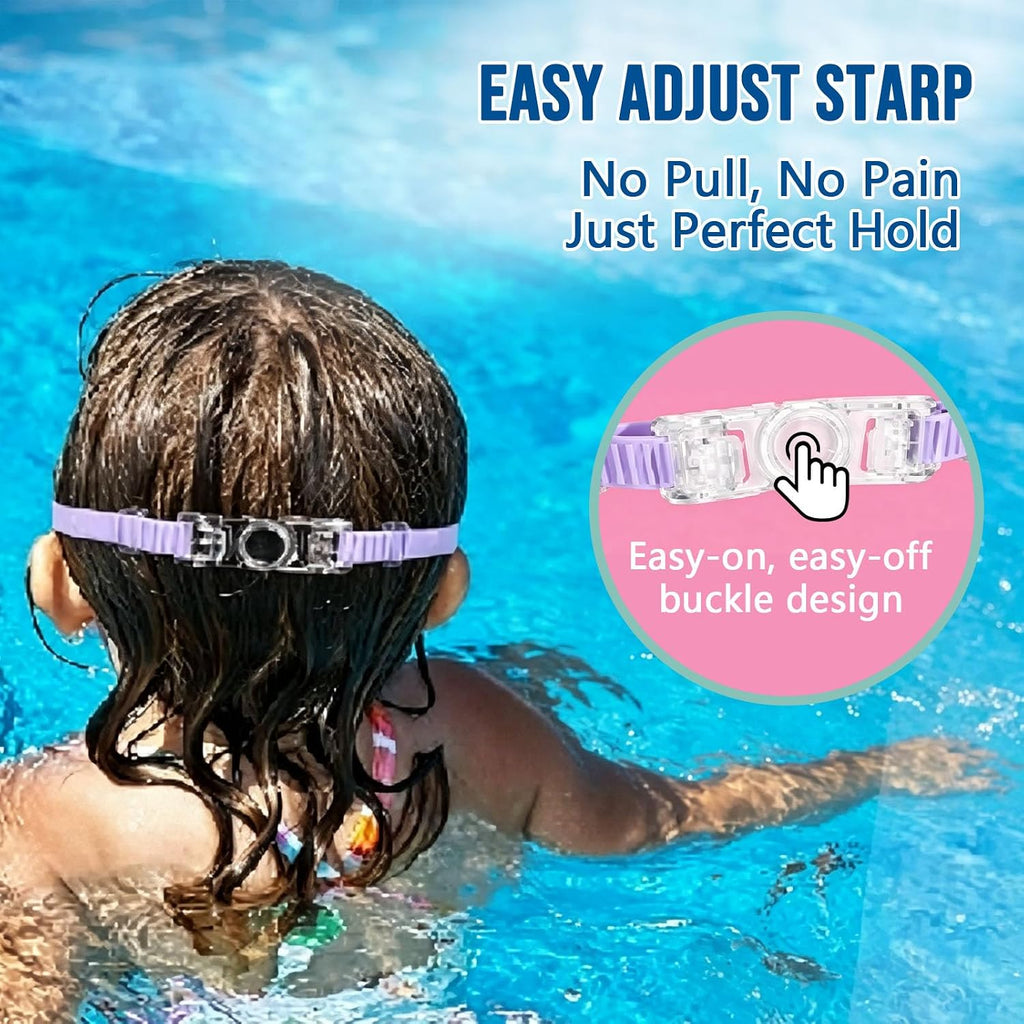 Kids Swim Goggles 2 Pack for Boys Girls 3-16,Wide View Swim Goggles with Anti-Fog UV Protection for Youth Toddler