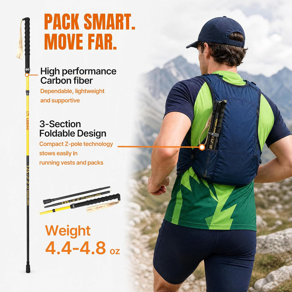 Carbon Fiber Hiking Poles Collapsible Lightweight，2 Pack
