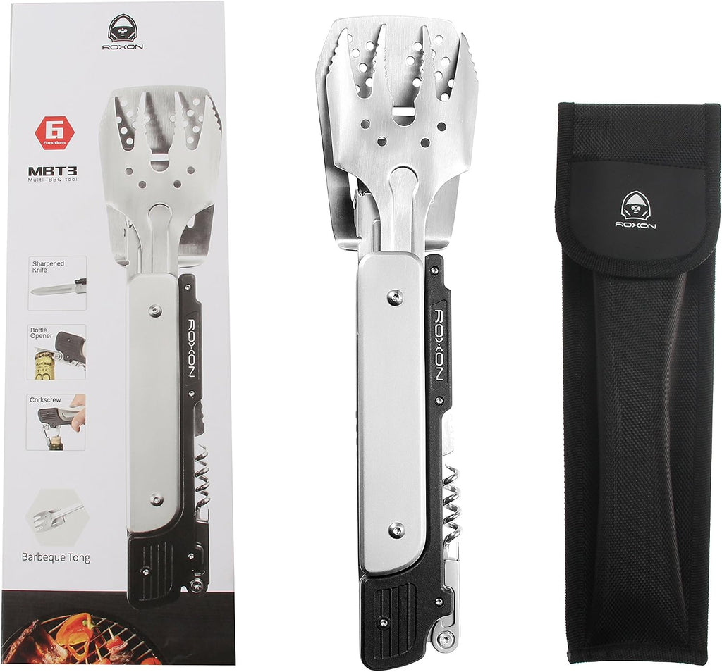 ROXON 6-in-1 Grill Tools Set, Metal Griddle Accessories Kit for Blackstone