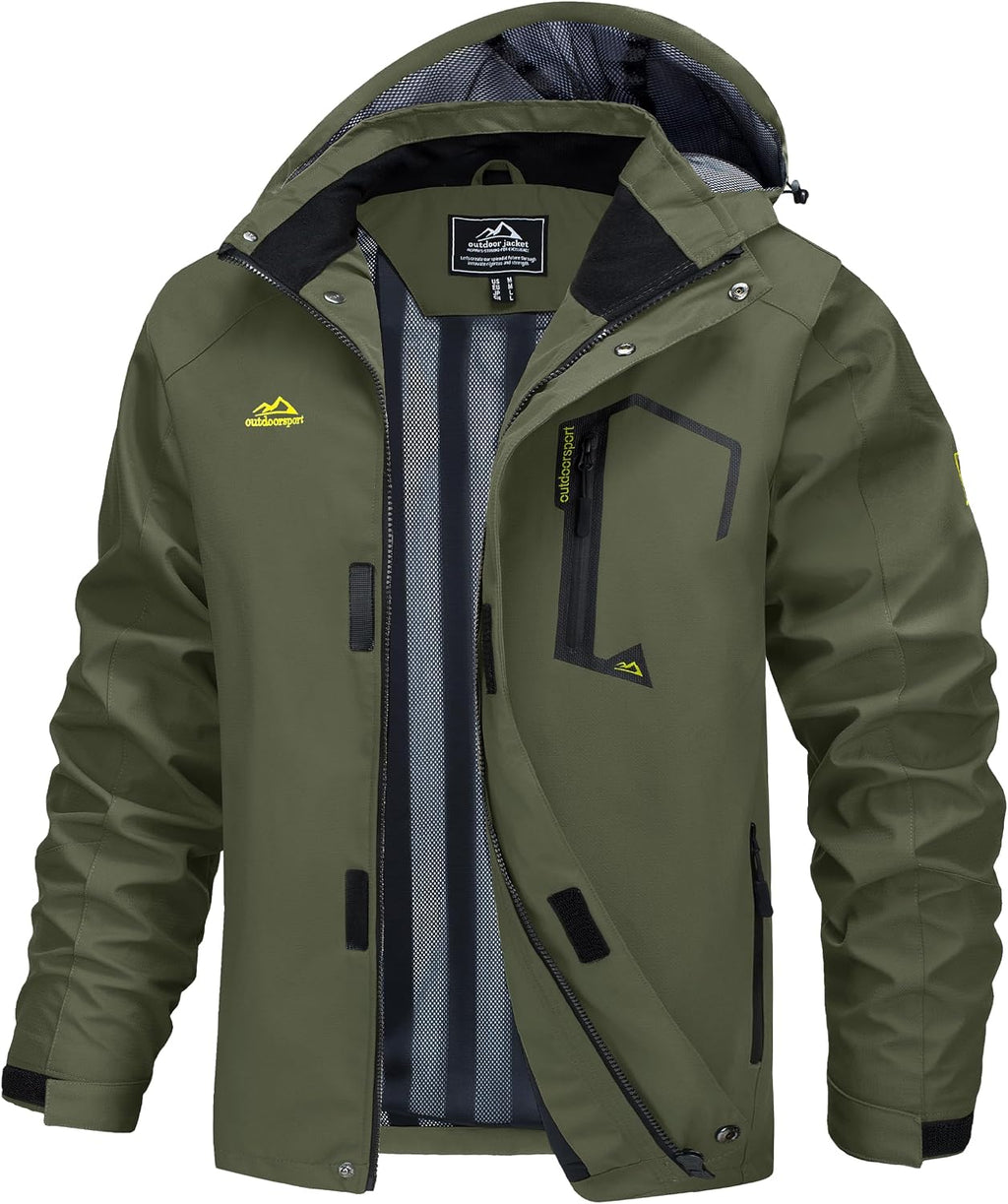 MAGCOMSEN Men's Lightweight Windbreaker Rain Jacket Raincoat with Detachable Hood for Hiking Fishing Activewear