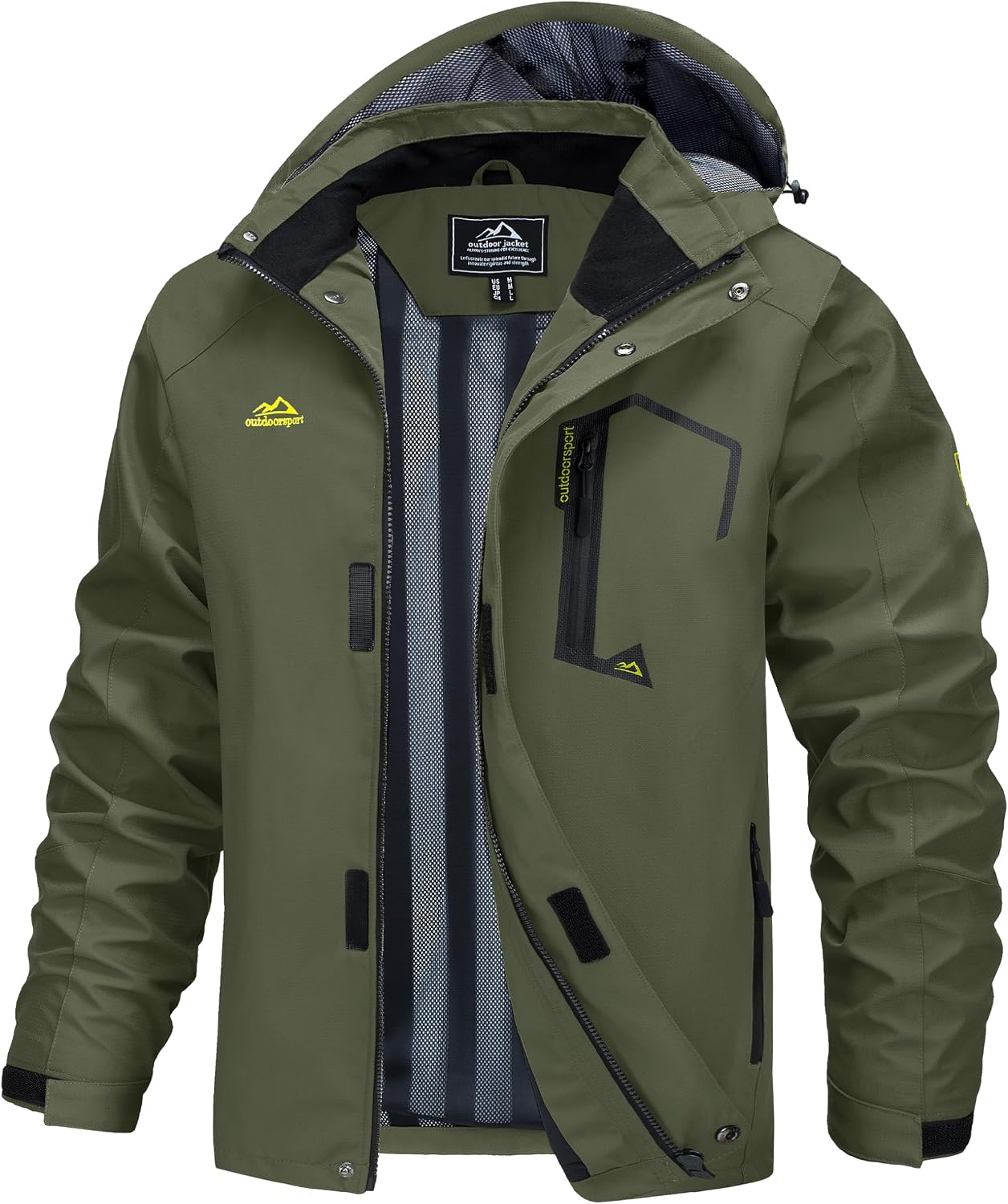 MAGCOMSEN Men's Lightweight Windbreaker Rain Jacket Raincoat with Detachable Hood for Hiking Fishing Activewear