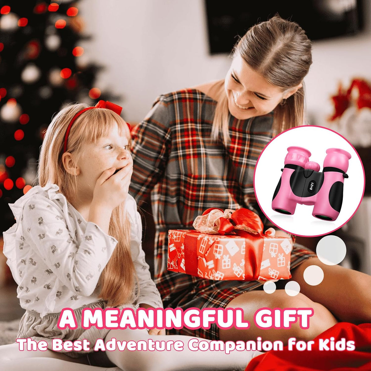 BLACKICE Binoculars for Kids, High-Resolution 8x21, Kids Binoculars Gift Set for Boys & Girls, Shockproof & Compact for Bird Watching, Travel, Hiking, Camping, Hunting, Children Outdoor Gear (Pink)