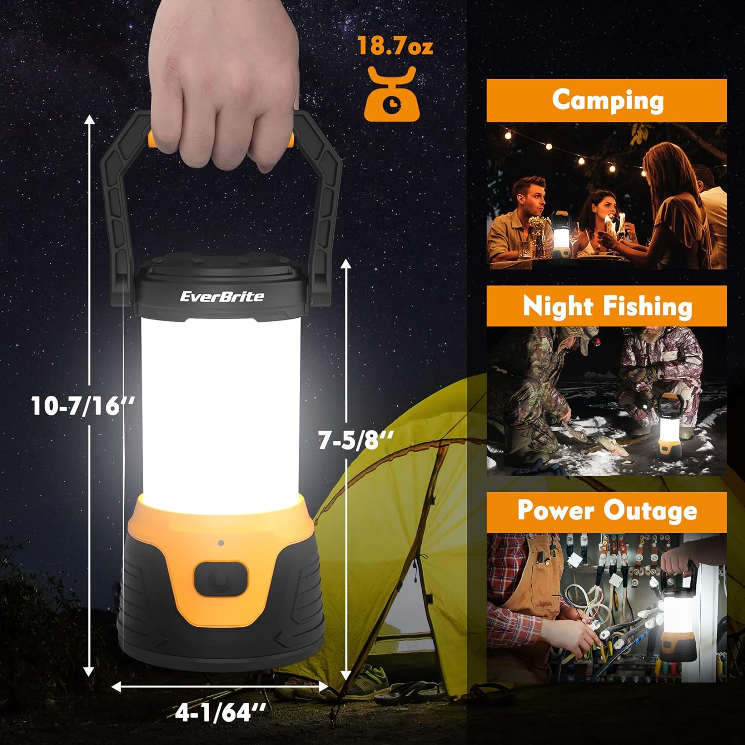 EverBrite 1000 Lumens Rechargeable LED Camping Lantern with Memory Function