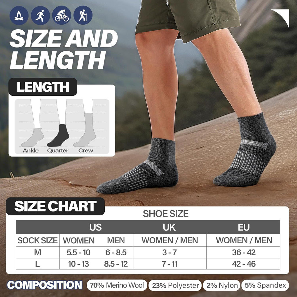 Anlisim Merino Wool Ankle Running Hiking Socks for Women and Men