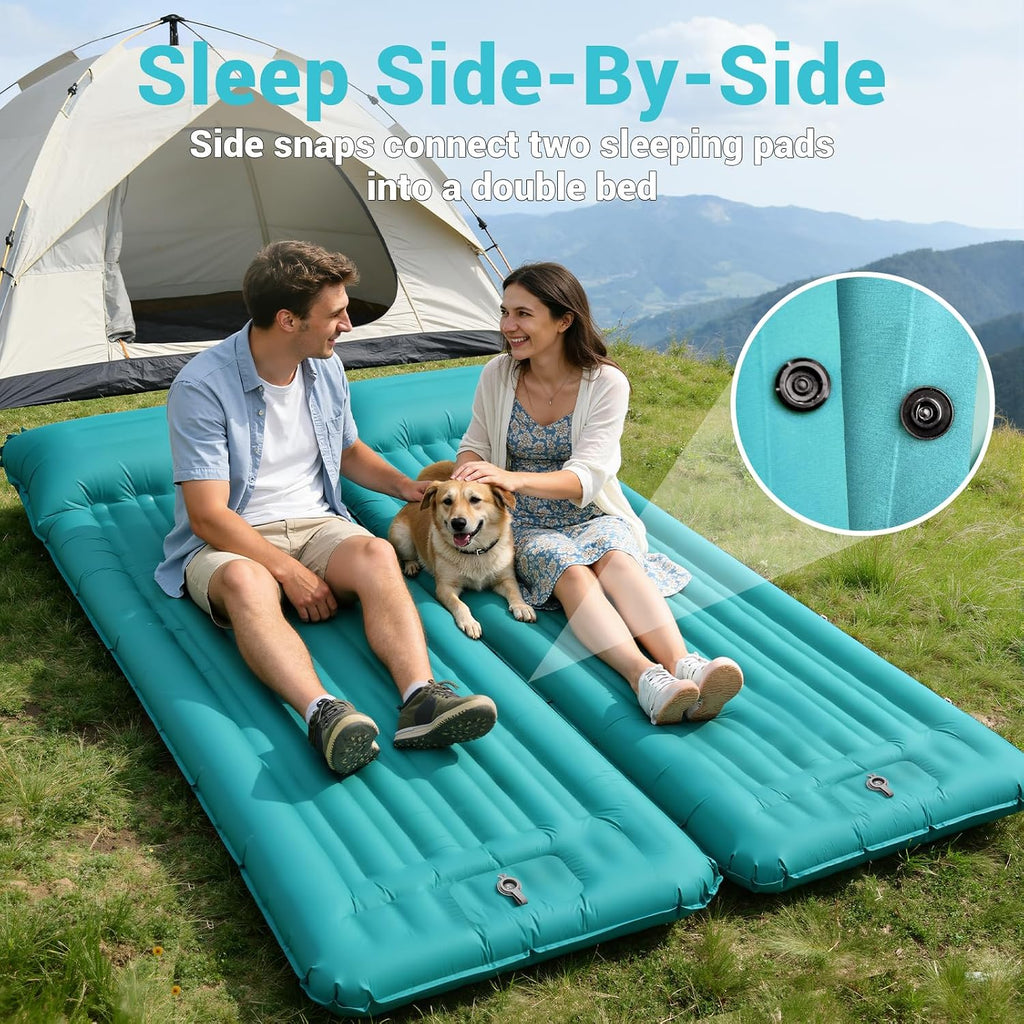 Camping Sleeping Pad, 4.7 In Thick Inflatable Sleeping Mat with 8 In Pillow