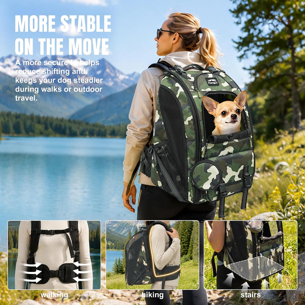 Dog Backpack Carrier for Hiking, Supportive Small Dog Carrier Up to 20 lb