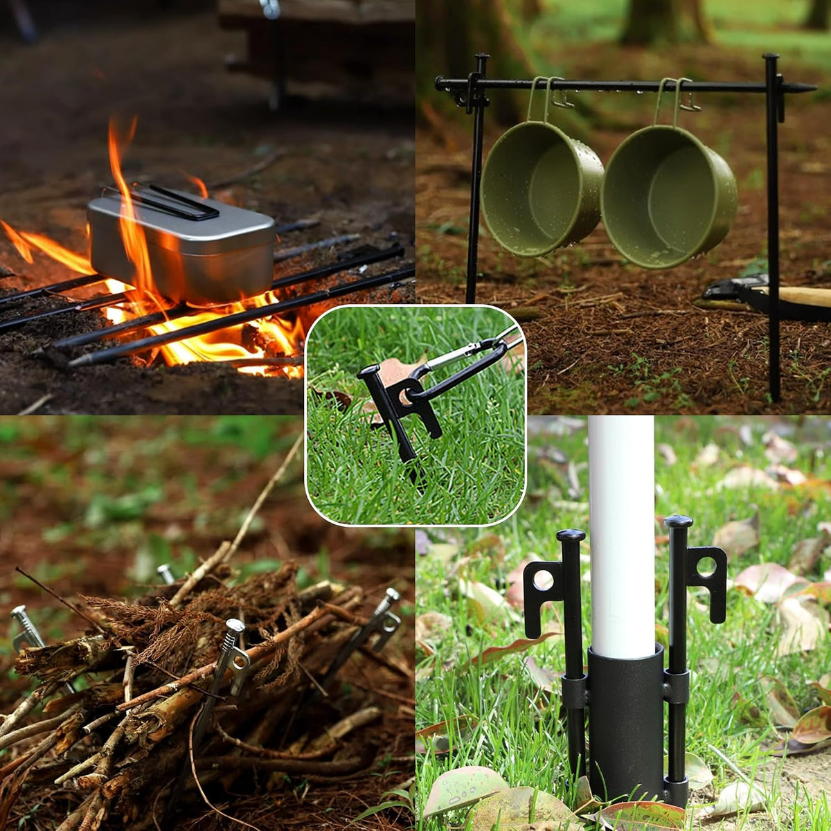 8 Pack Tent Stakes Heavy Duty Metal Tent Pegs for Camping Steel Tent Stakes 12 inch Unbreakable and Inflexible