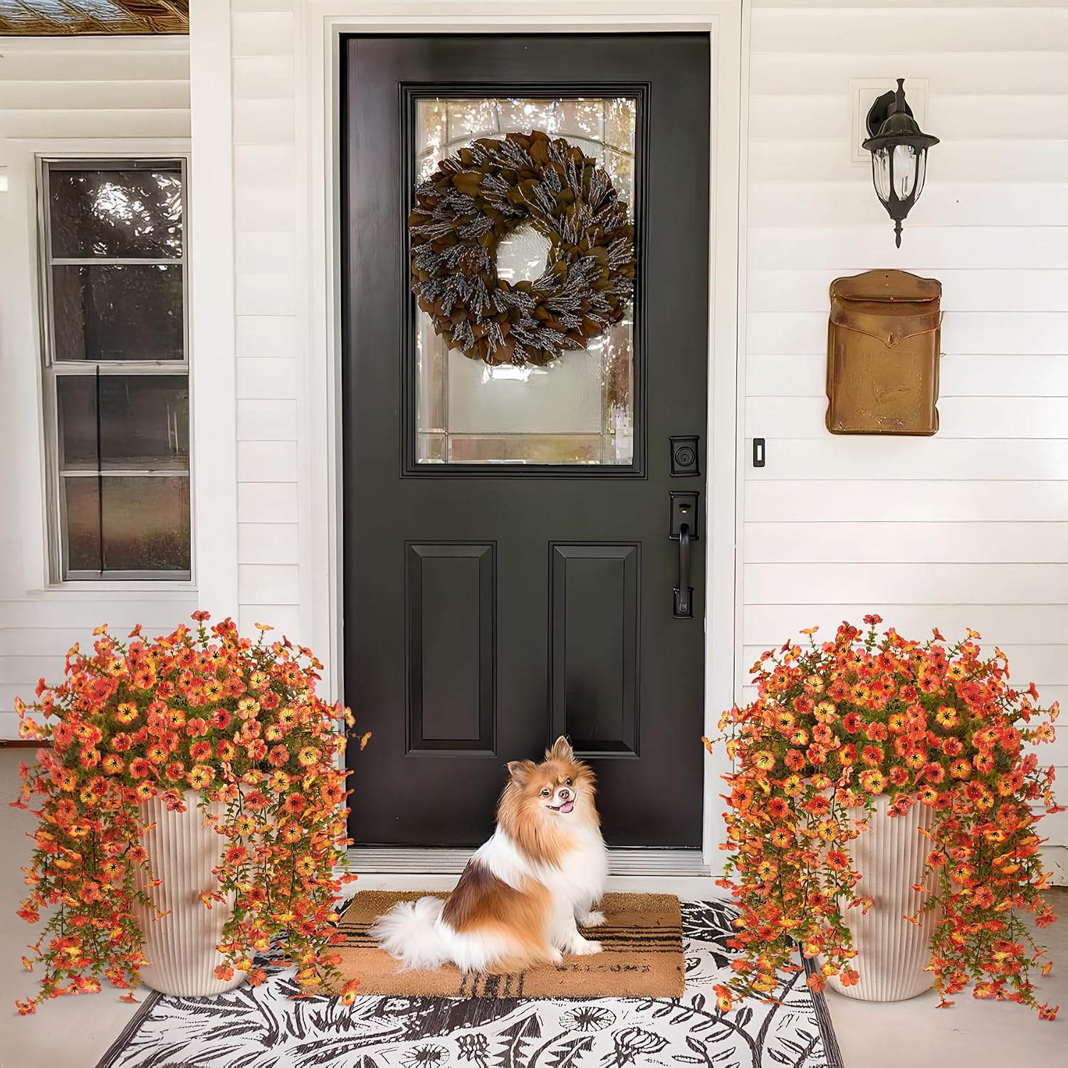 Hrobek Fake Mums Artificial Fall Hanging Flowers for Outdoors Decoration