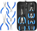 SOONAN 5 Pieces Mini Pliers, Long Lasting Tool Set Cable Cutters, Long Needle Nose, Long Nose, Nipper Bent Nose, End Cutting, Diagonal Cutting, Precision Pliers Set