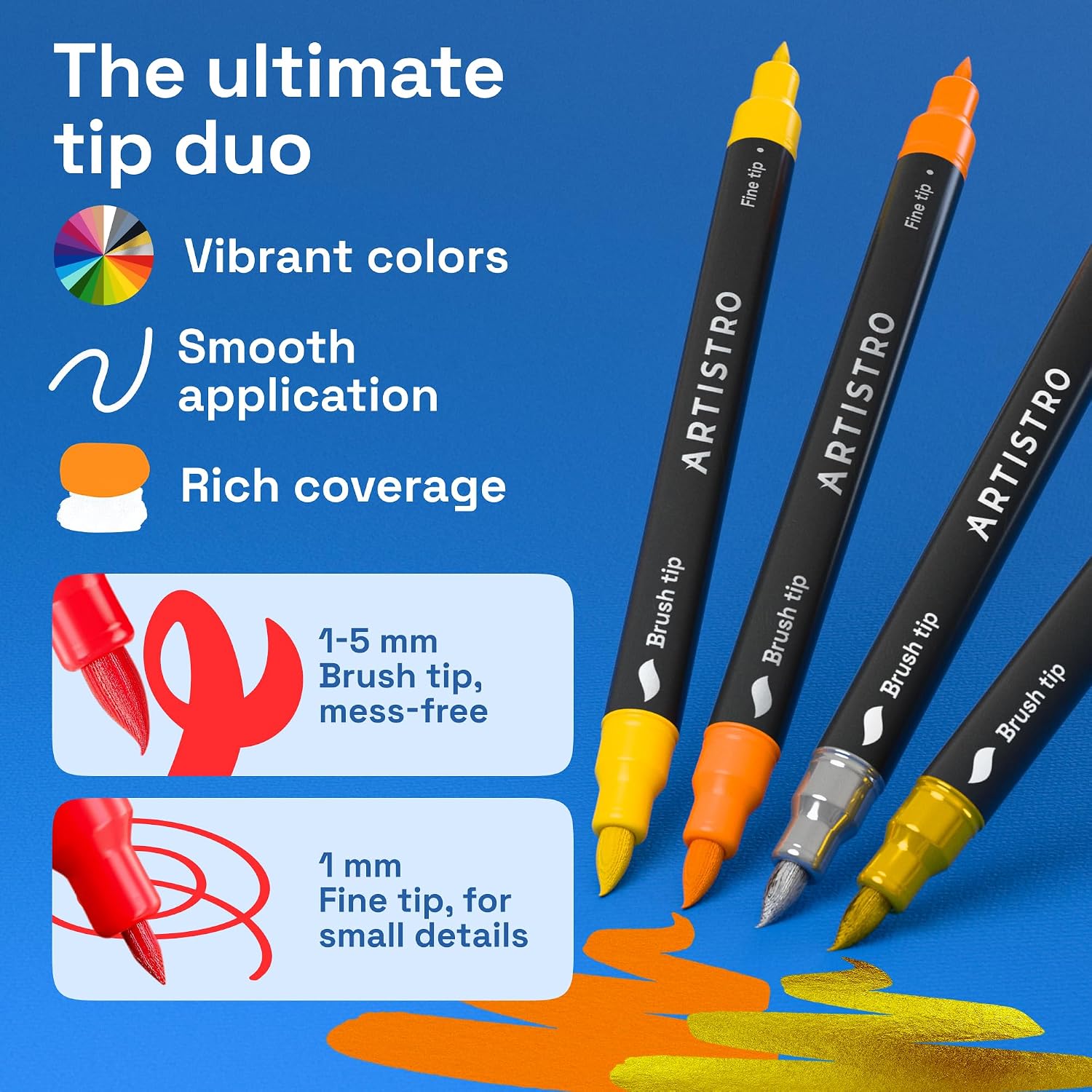 ARTISTRO 100 Acrylic Dual-Tip Glass Marker Pens for Wine Glasses