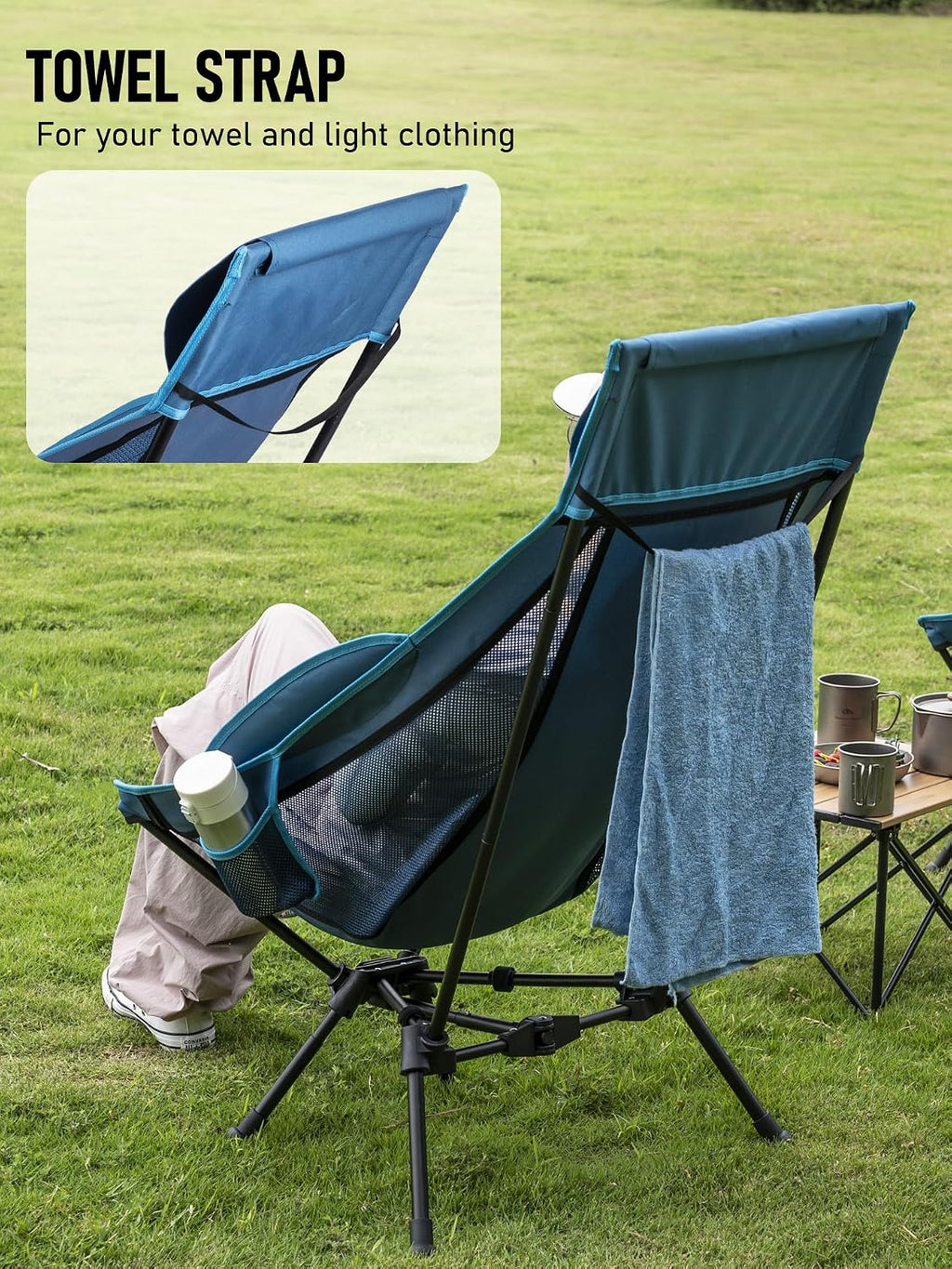 WildCall Lightweight Folding Camping Chair Anti-Sinking Chair, High Back