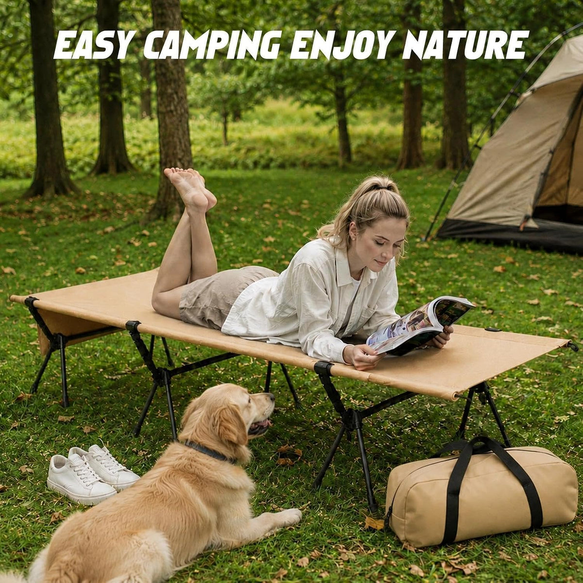 Portable Camping Cot for Adults, Heavy-Duty Folding Cot Bed