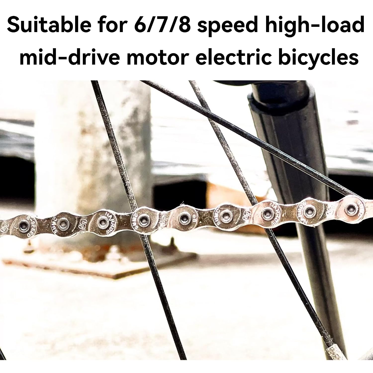 High-Performance E Bike Chain (Carbon Steel/Silver) Strength 2336 lbs
