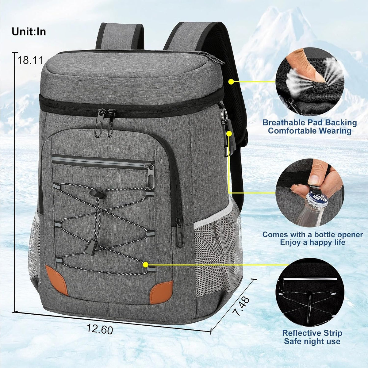 Backpack Cooler Insulated Leakproof, Soft Cooler Backpack for Beach