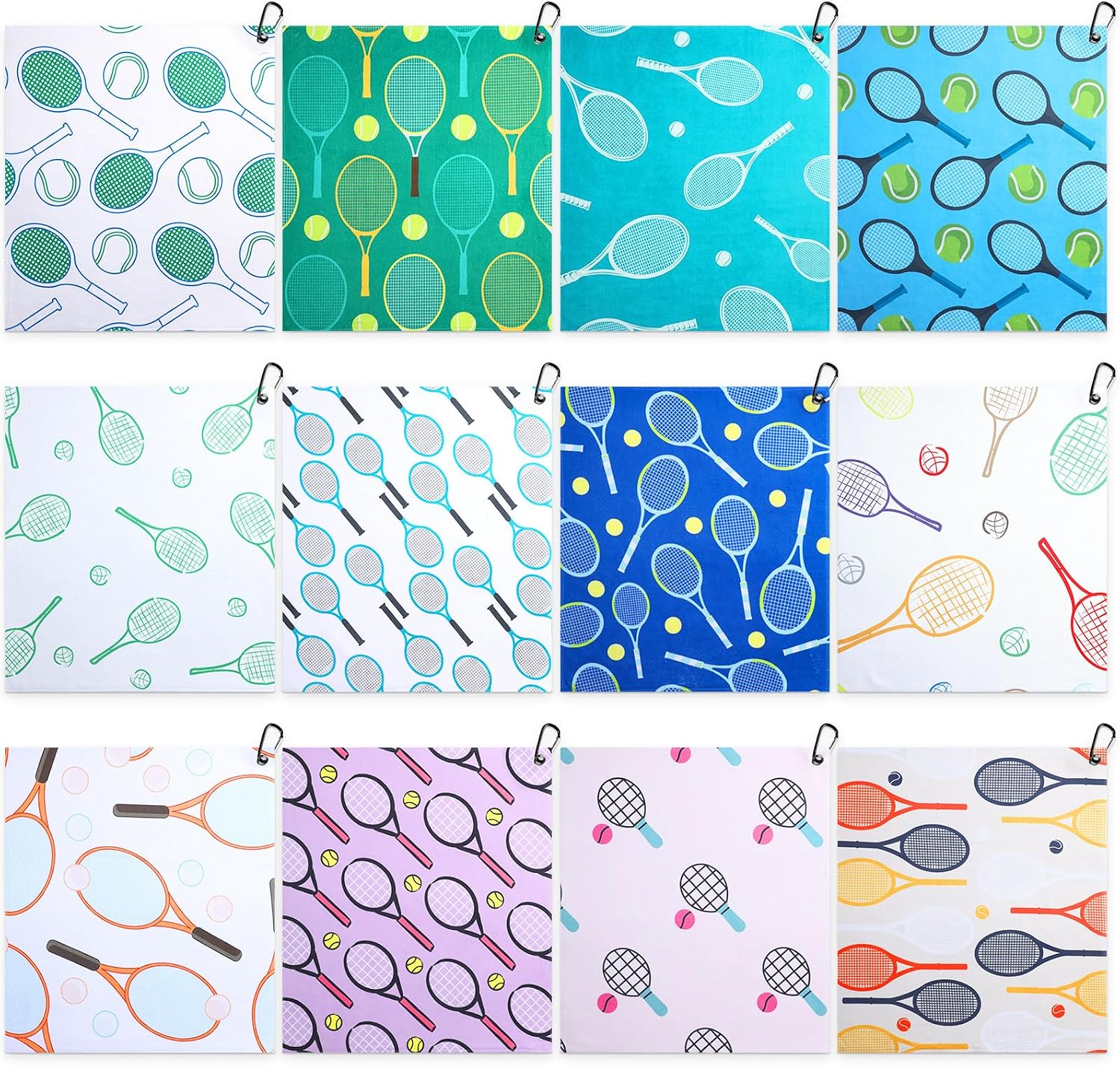 VitalCozy 6 Pcs Tennis Sweat Towel Tennis Gift for Women Cooling Sports Towel with Clip 15 x 17 Inch Absorbent Fast Drying Gym Sport Accessories for Men Team Coach Sport Player Fitness (Fresh)