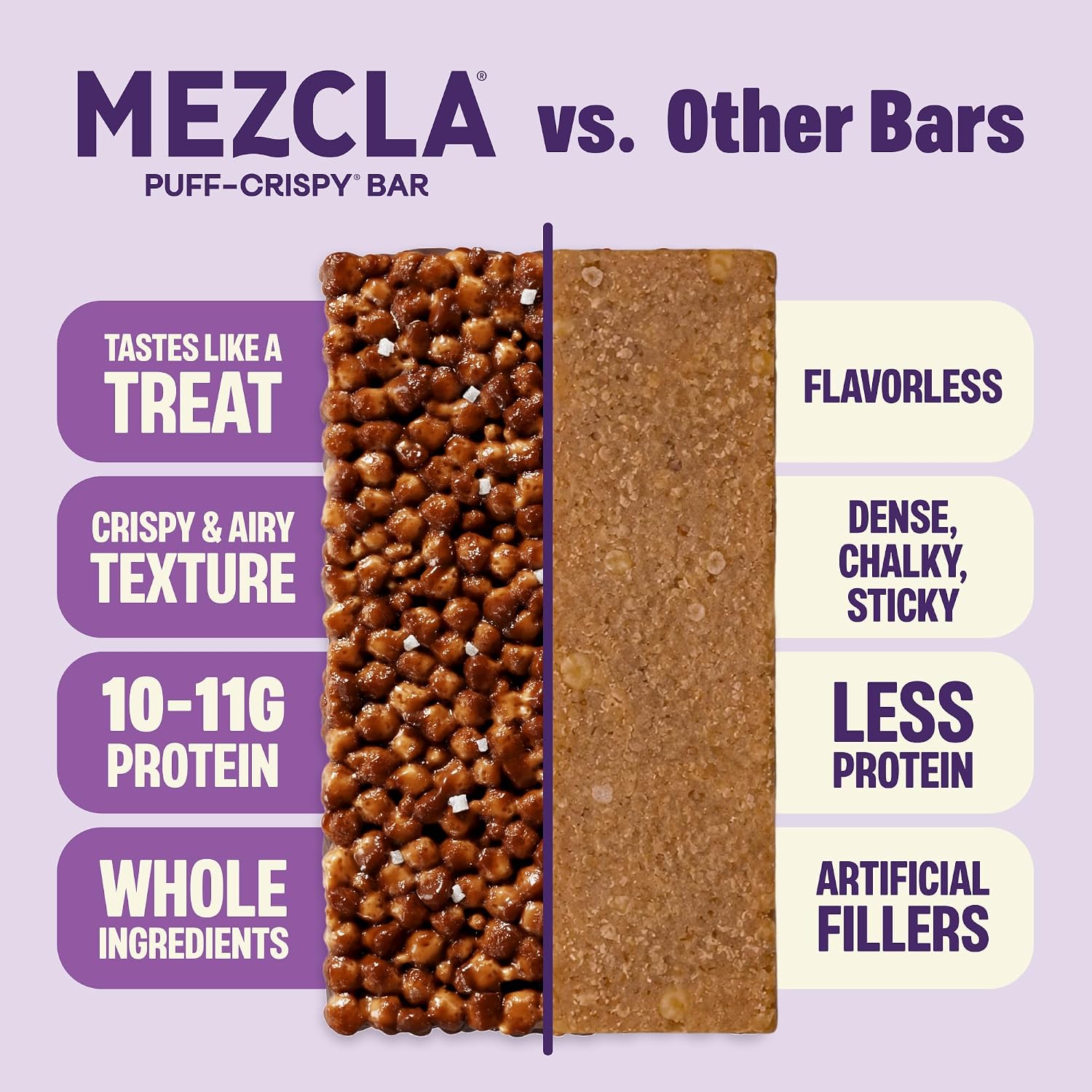 Mezcla Variety Pack Puff Crispy Vegan Bars, 10g Protein, 8 Bars